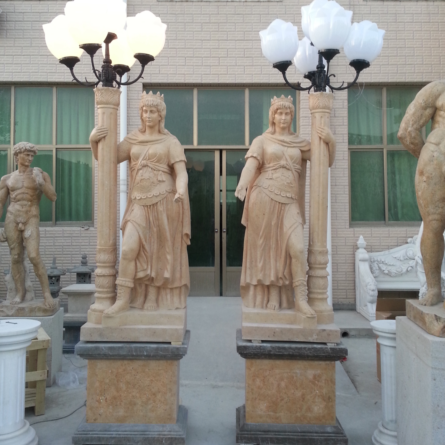 marble lamp statues